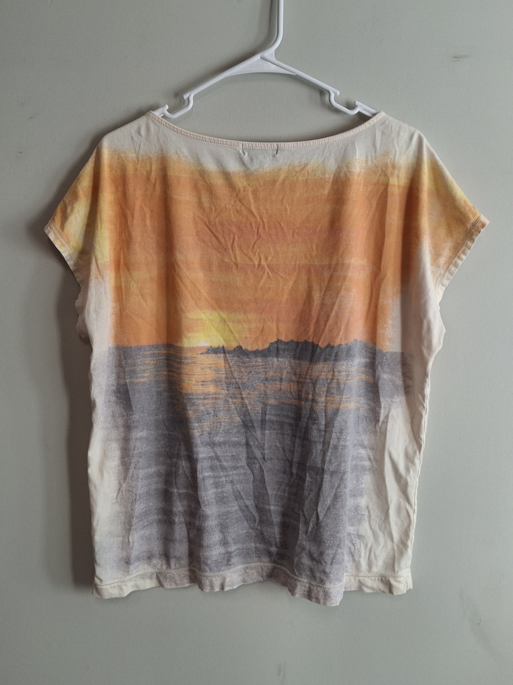 Ralph Lauren Sunset Seagull Scoop-Neck Tee - Orange/Gray Size XL Comfy Top - Picture 6 of 8